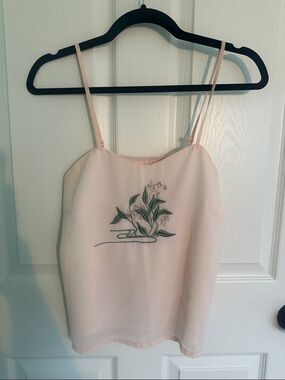 Women's Pale Pink Embroidered Floral Cami Top